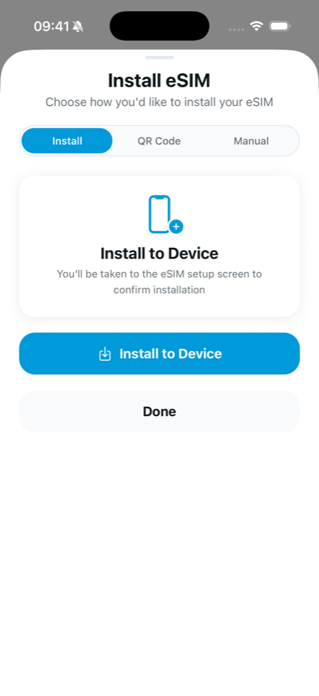 Click Mobile eSIM install screen